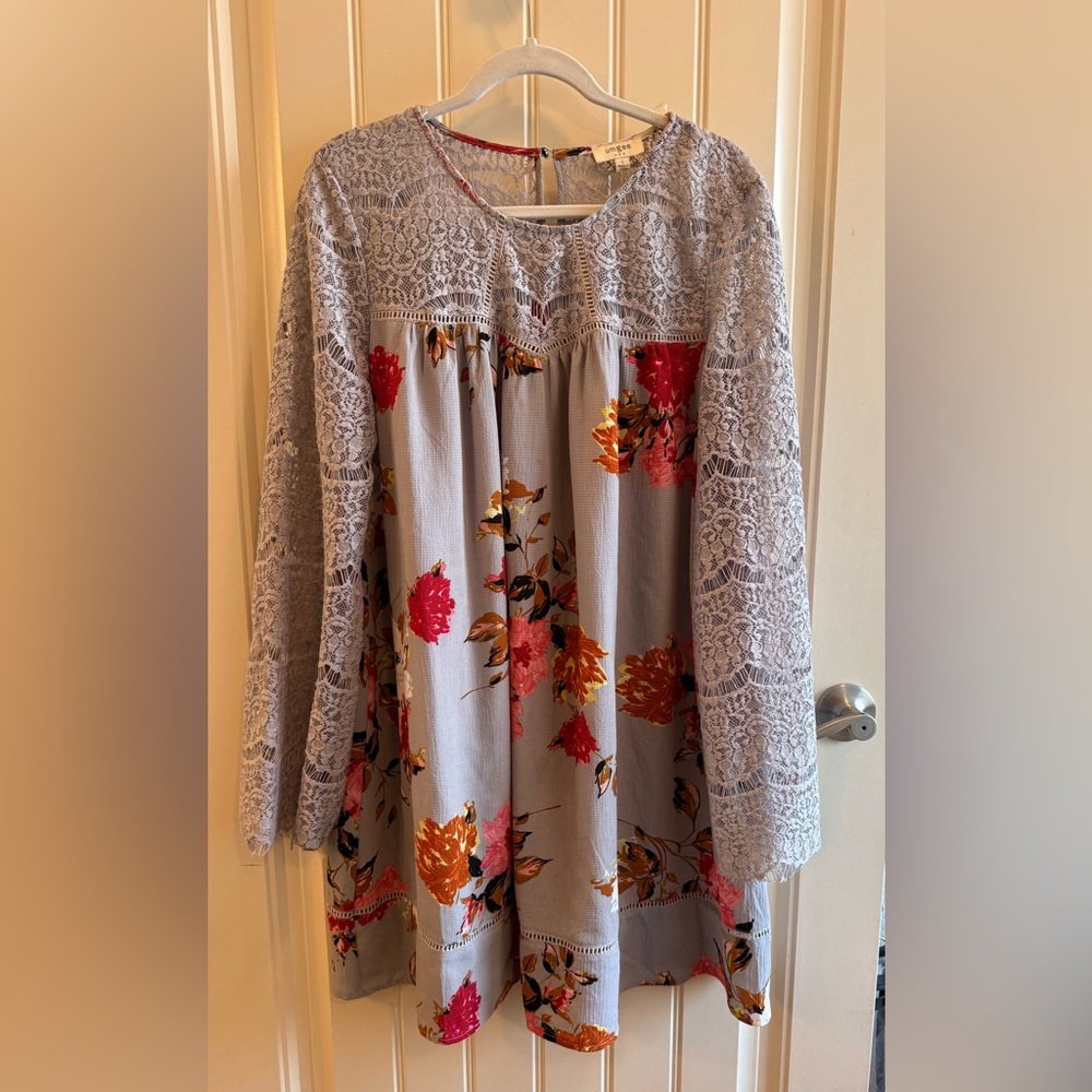 Umgee Floral Lace Long Sleeve Dress